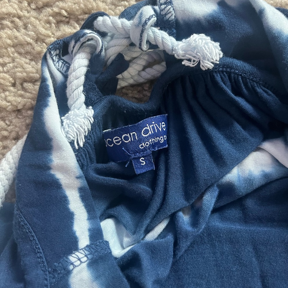 Ocean Drive Blue and White Spaghetti Strap Sundress - Picture 3 of 3